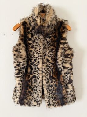 Adrienne Landau Luxe Leopard Faux Fur Coat XS | Statement Editorial Piece